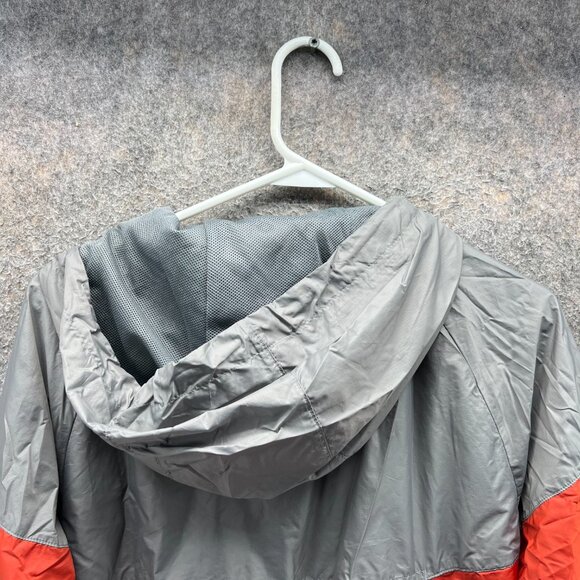 Nike Windbreaker Jacket Mens Large Gray Red Hooded Lightweight Full Zip - Picture 7 of 12